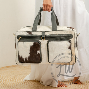 LW Custom 2024 pelo de cuero blanco y marrón genuino en bolsa de lona para mujeres y damas Premium Genuine Deal - Product Image 1
