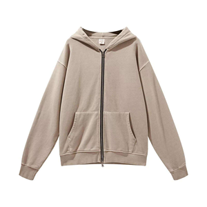 Sudadera con capucha de lavado ácido personalizada de alta calidad al por mayor 100% algodón peso pesado gota hombro doble cremallera Sudadera con capucha vintage zip up HOODIE - Product Image 3