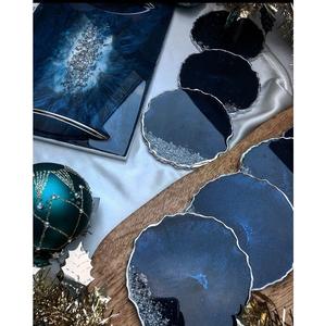 Dessous de verre en résine fait main avec pierre d'agate naturelle - Product Image 4