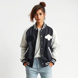 Veste universitaire en laine à boutons-pression : manches en cuir, logo personnalisé, nouveau style, qualité supérieure, look vintage, matelassage épais et chaud. - Product Image 3