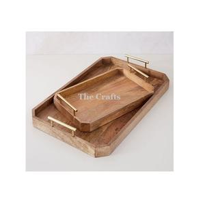 Juego de bandejas de madera de calidad superior de 2 tamaños diferentes Vajilla Bandeja de aperitivos a precios razonables - Product Image 6