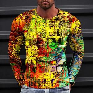 เสื้อแขนยาวผู้ชายแบบใหม่เสื้อสวมหัวแฟชั่นสำหรับฤดูใบไม้ร่วงเสื้อยืดคอกลมลาย3D - Product Image 5