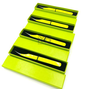 Boîte en carton vert lime boîte de pince à épiler unique personnalisée emballage Delphine pince à épiler d'extension de cils incurvée - Product Image 6