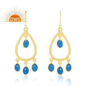 Superventas Plata de Ley 925 18K Flash chapado en oro doblete azul suizo Topacio cuarzo piedra preciosa pendiente joyería para mujer - Product Image 2