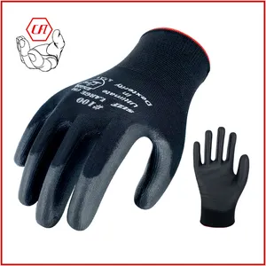 定制标志EN388安全手套聚酯Pu涂层工作手套通用