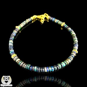 Perles en opale noire naturelle de 4 mm, forme ronde, facettées, origine Éthiopie, fabrication artisanale, polies, certifiées par un tiers, pour la fabrication de bijoux, en vrac - Product Image 3