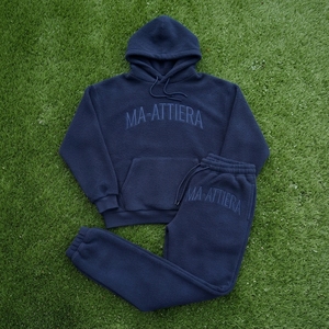 Womens Navy Blue Fleece Hoodie Tracksuit <b>Set</b> Pullover Sweatshirt <b>Jogger</b> Pants <b>Matching</b> Casual Streetwear Loungewear - Product Image 5