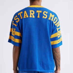 Uniforme de fútbol americano Vintage para hombre de gran tamaño de malla de punto con cuello en V, Jersey corto de talla grande personalizado del fabricante - Product Image 2