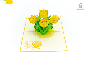 งานฝีมือกระดาษประดิษฐ์งานหัตถกรรมวันวาเลนไทน์งานประดิษฐ์ช่อดอกไม้3D สีเหลือง - Product Image 6