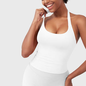 Women's New Breathable <b>Sleeveless</b> Gym Exercise Yoga Tank <b>Tops</b> Activewear Singlet Workout Vest Backless Sports Shirts for Running - Product Image 5