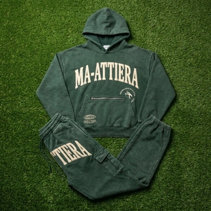 Ensemble survêtement homme personnalisé vert foncé avec sweat à capuche et pantalon cargo en molleton de coton, style streetwear, vente en gros OEM - Product Image 3