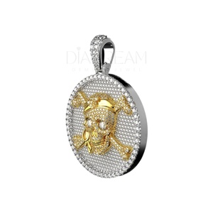 Grand pendentif crâne en diamant en argent sterling 925 pour hommes pendentif fin et bijoux à breloques pendentif diamant Moissanite taille ronde - Product Image 5