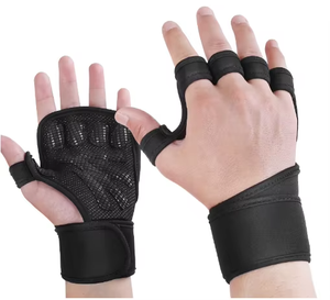 Guantes de levantamiento de pesas ventilados Soporte de muñeca Agarre antideslizante, guantes de entrenamiento de medio dedo para gimnasio, CrossFit y entrenamientos de fitness - Product Image 4