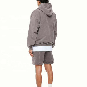 Sweat à capuche lavé vierge personnalisé de haute qualité Vintage Double fermeture éclair goutte épaule lavé à l'acide fermeture éclair jusqu'à sweats à capuche personnalisés pour hommes - Product Image 2