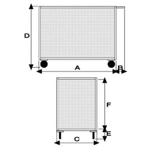 Chariot utilitaire à plateforme en maille à trois côtés avec 4 roues pivotantes, dont 2 sont équipées de freins - Product Image 2