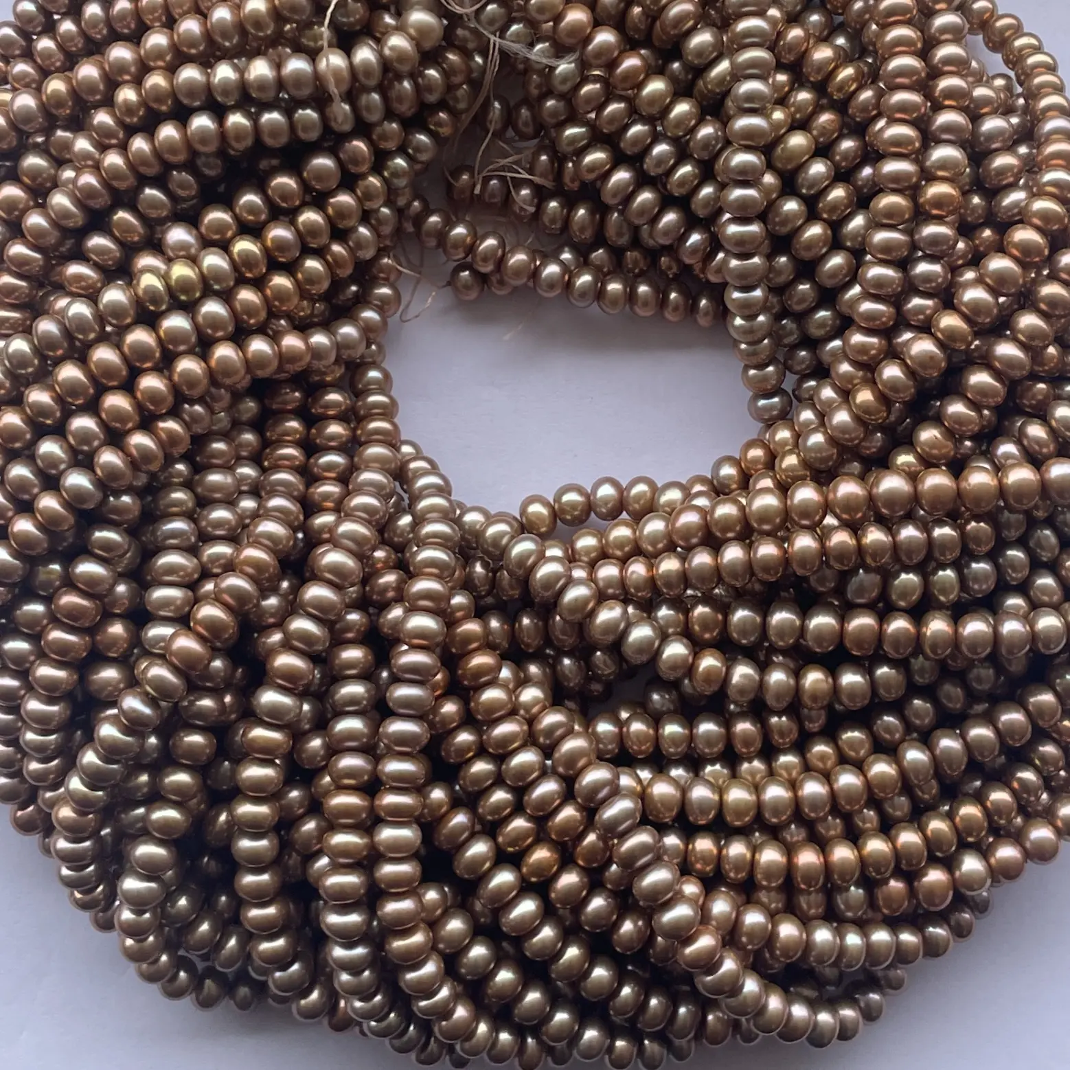 6mm 7mm Natural Golden Brown Color Freshwater Pearl Stone Potato Beads Wholesale Direct Supplier Cultured Pearls Factory