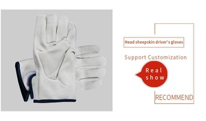 Guantes forrados de lana roja de alta calidad de cuero de grano de cabra grueso conductor Keystone pulgar cuero seguridad Industrial resistente al frío - Product Image 2