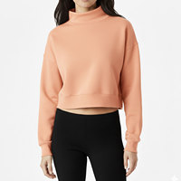 Sudadera de invierno personalizada para mujer, de manga larga, corte holgado, cuello simulado, estilo casual lavado