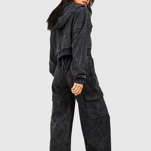 Women Crop Top <b>Hoodie</b> with Zipper 2 Piece Pants Set Women <b>Comfy</b> Cotton Two Piece <b>Hoodie</b> Set for Women - Product Image 5
