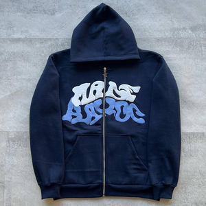 Alta calidad Oem personalizado Zip Up Hoodie Puff estampado personalizado buena calidad alta calidad hombres ropa hombres sudaderas con capucha - Product Image 3