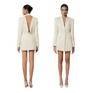 ชุดเบลเซอร์แฟชั่นทันสมัยสำหรับผู้หญิงชุดเบลเซอร์2ชิ้นสีขาวติดกระเป๋าหน้าอกด้านหน้าติดกระดุมที่หน้าอก - Product Image 1