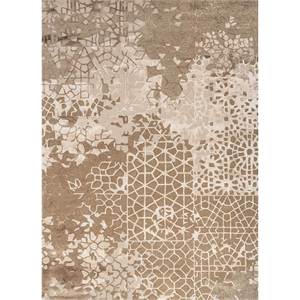 พรมขนสัตว์และวิสโคสทอมือลาย Mythos Abstract สีเบจและสีน้ำตาล รูปทรงสี่เหลี่ยมผืนผ้า สำหรับห้องนั่งเล่นในบ้าน รุ่น TNQ-3234 ความหนาแน่นของขนสัตว์สูง - Product Image 1