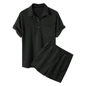 Men's Casual Clothing 2-Piece Set Unique Color Short Sleeve <b>T</b>-<b>Shirt</b> and Solid Shorts New Brand Track <b>Suit</b> - Product Image 1