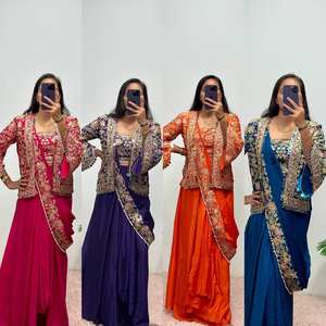 Última colección de diseñador de boutique indio con encaje Moti bordado en tela de seda Chinnon para mujer, ropa de fiesta - Product Image 5