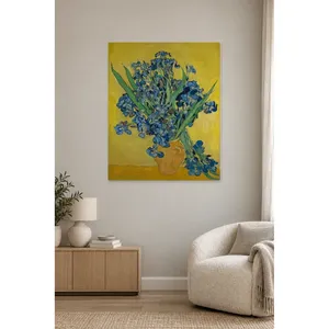 Impression sur toile Fida Van Gogh Iris sur fond jaune - Product Image 4