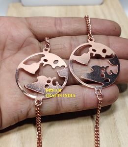 Pulsera chapada en cobre de estilo antiguo de lujo para mujer, joyería de Metal Floral de alto brillo, cadena sin plomo, tamaño libre para indios - Product Image 6