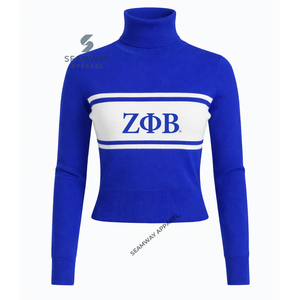 Suéter de cuello alto Zeta Phi Beta Sorority para mujer, suéter tejido informal con cuello simulado, jersey cálido con cuello polo - Product Image 1