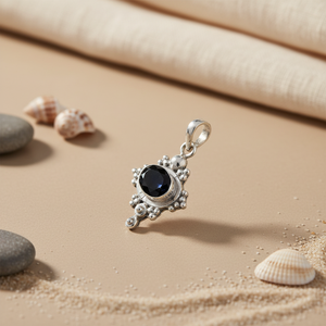 จี้เงินแท้ 925 ประดับพลอยแบล็คออนิกซ์ สำหรับผู้หญิง ชุบทองคำขาว ดีไซน์ศาสนา ประดับพลอยทรงมรกต ชุบโรเดียม แพลตตินัม หมายเลขหลัก - Product Image 2