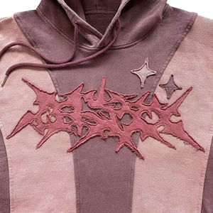 Vente en gros de sweats à capuche zippés en coton mélangé pour hommes sweat à capuche thermique brodé vintage lavé en détresse 500gsm pour l'hiver - Product Image 6