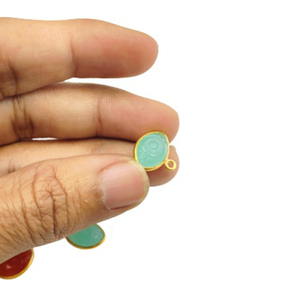 Aqua Calcedonia mal de ojo forma collar encanto Marquesa forma talla piedra preciosa oro Vermeil Diy fabricación de joyas colgante mayorista - Product Image 3