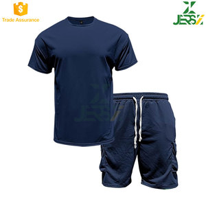 Ensemble de vêtements décontractés pour hommes en taille plus, respirant, à séchage rapide, 2 pièces, t-shirt à manches courtes ample, short, col rond, léger, pour l'entraînement en salle de sport - Product Image 2