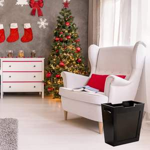 Bamboo <b>Waste</b> <b>Basket</b> Rectangular Narrow Trash Can with Handles Wooden Slim Wastebasket Small Garbage Cans for Bathroom Bedroom - Product Image 6