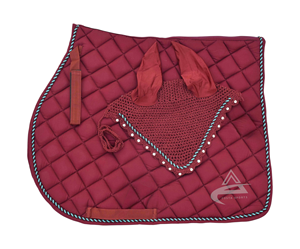 Almohadilla de montura para caballo multicolor con gorros a juego, de tela de algodón y polialgodón, morada, multiusos. - Product Image 3