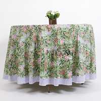 Nappe ronde en coton imprimé au bloc de style indien, motif floral, pour décoration de table, faite à la main, imperméable, écologique, prix d'usine