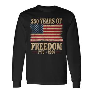 T-shirt a maniche lunghe per il 250° anniversario dell'indipendenza americana 250 anni di libertà Celebra con un'elegante maglietta promozionale - Product Image 1