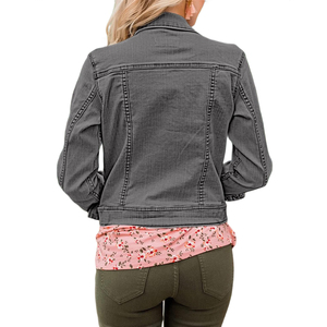 Vente en gros OEM Veste en jean de haute qualité pour femmes Jeans décontractés Respirant Coupe-vent Vestes personnalisées en tissu denim pour femmes - Product Image 2
