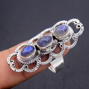 Bague de mariage solide 925 bijoux en argent Sterling naturel Multi feu Labradorite pierre précieuse bague à la main 925 timbre bijoux en argent - Product Image 2