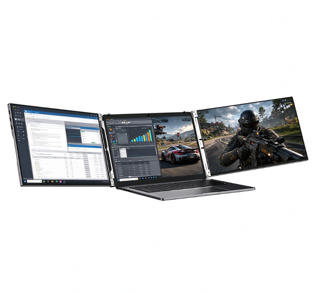 ZWBA 13.3 Inch 2K 400nits IPS LCD 100% SRGB HDR 75Hz USB Triple Screen Portable Monitor Laptop Extender for Business & Gaming