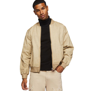 Chaqueta Bomber Ligera de Lona de Algodón para Hombre 2026, Estilo Urbano Personalizable con Bolsillo Canguro y Decoración de Piel - Product Image 1