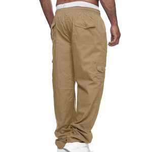 Pantalons cargo pour hommes en coton, style automne, avec étiquette personnalisée, salopette de travail en plein air, couleur unie, coupe slim, pantalon streetwear - Product Image 2