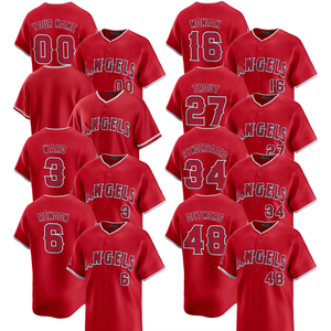 Maillots de baseball alternatifs pour hommes 2025 Los Angeles, personnalisables, grandes tailles, avec logos brodés, uniformes cousus, rouge, respirant, 100% coton - Product Image 1