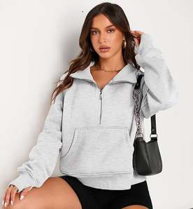 New <b>Women's</b> 2025 Fall Fashion Outfits New <b>Half</b> <b>Zip</b> Cropped Hoodie Pullover <b>Fleece</b> Quarter Zipper Hoodie Sweatshirts - Product Image 4