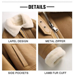 Veste en cuir bomber pour homme, style luxe, poids lourd, écologique, en cuir de mouton, design sherpa, chaude pour l'hiver, sur mesure - Product Image 3