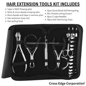 La trousse à outils d'extension de cheveux en argent en gros comprend une pince à sertir et à enlever les microbilles, ainsi que 2 doigts de séparation et 1 ciseaux - Product Image 2