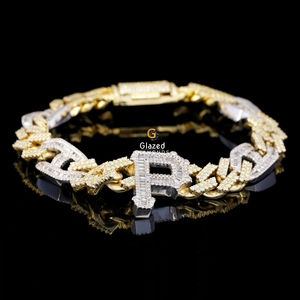 Diamants ronds et baguettes de laboratoire Hip Hop Cuban Link Bracelet Bijoux en argent sterling 925 - Product Image 5