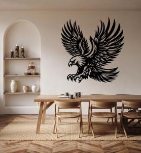 Artistic Eagle <b>Black</b> Metal Wall Art Decor Handcrafted Iron Sculpture Bold Decorative Wall Hanging for Living Room Bedroom Office - Product Image 1